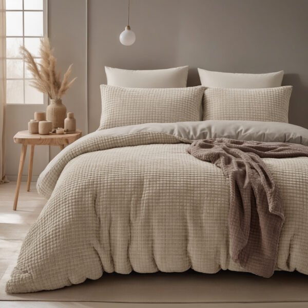 Housse de couette Check Teddy Taupe