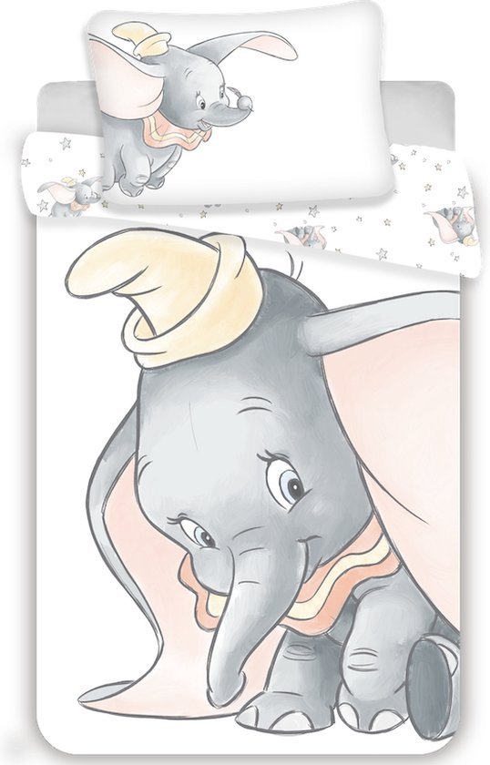 Housse de couette bébé Disney Dumbo - 135 x 100 coton