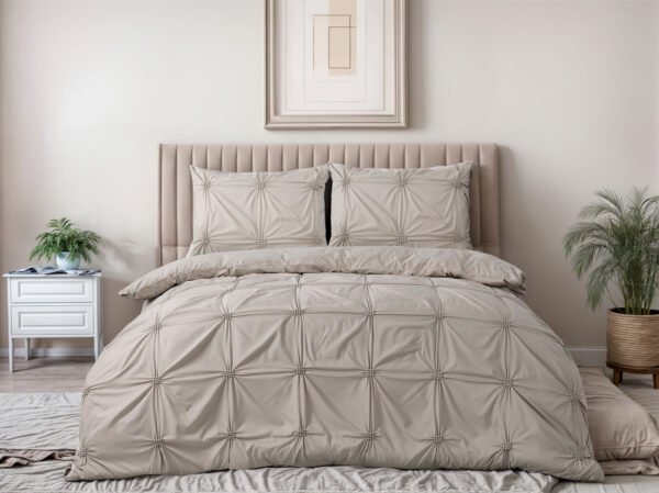 Housse de couette-Punch pintuck Taupe